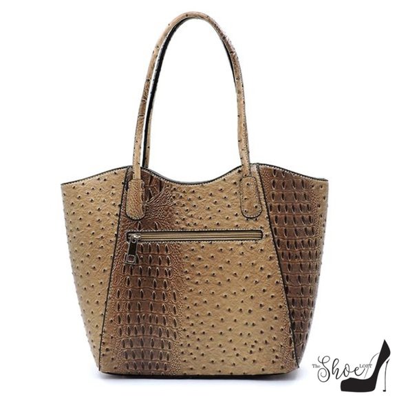 Veda Ostrich Tote and Clutch Set - Picture 3 of 6